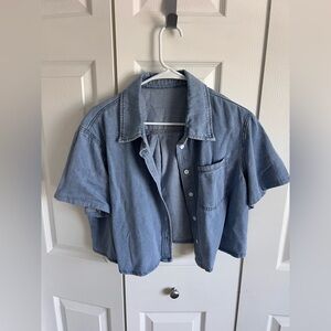 Casual Denim Short Sleeve Shirt